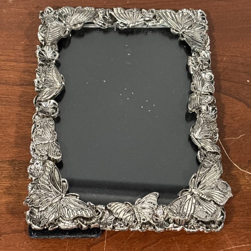 Sheffield Home Butterfly Picture Photo Frame Shiny Silvertone Metal 4"x6" Photo - Picture 3 of 8